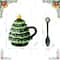 Glitzhome® 6.5" Christmas Ceramic Tree Mug with Lid and Spoon